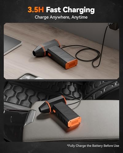 WOLFBOX MF50 Compressed Air Duster-110000RPM Super Power Electric Air Duster, 3-Gear Adjustable Mini Blower with Fast Charging, Dust Blower for Computer, Keyboard, House, Outdoor and Car : Electronics - Image 6