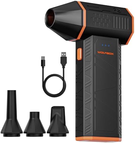 WOLFBOX MF50 Compressed Air Duster-110000RPM Super Power Electric Air Duster, 3-Gear Adjustable Mini Blower with Fast Charging, Dust Blower for Computer, Keyboard, House, Outdoor and Car : Electronics