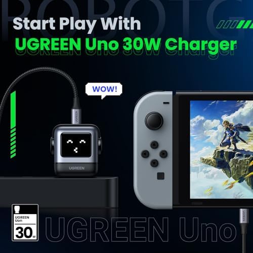 UGREEN Uno 30W USB C Charger Block, Compact Robot GaN Fast Charger for iPhone 17, Gifts for Women Men, Compatible with iPhone 17/16/15, Galaxy S25/S24/S23, Pixel 10/9/8, iPad, Black : Cell Phones & Accessories - Image 2