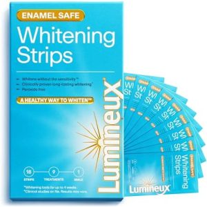 Lumineux Teeth Whitening Strips Kit - 9 Treatments (1 Month) - Peroxide Free - Enamel Safe for Whiter Teeth - Whitening Without The Sensitivity - Dentist Formulated - Sensitivity Free : Health & Household