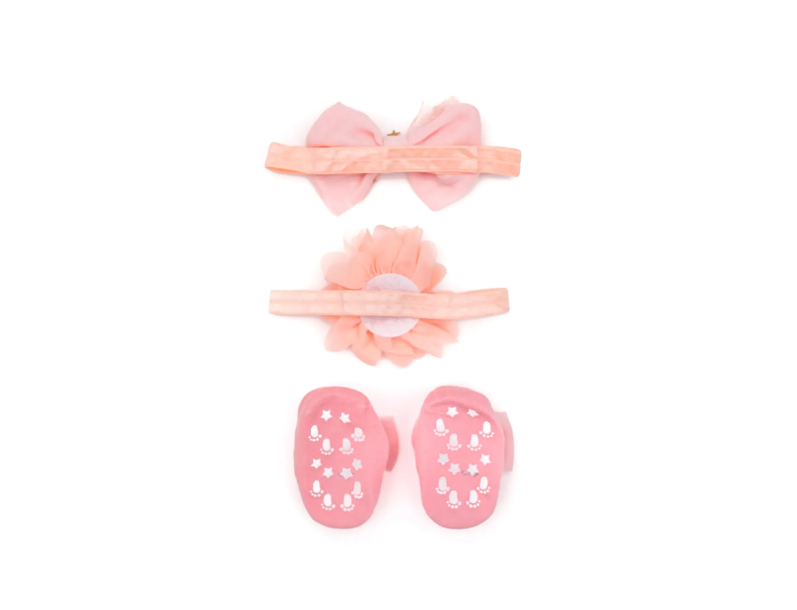 Baby Girl Gift Set 3Pcs - Socks and 2 Headbands 0-12 Months - Image 3