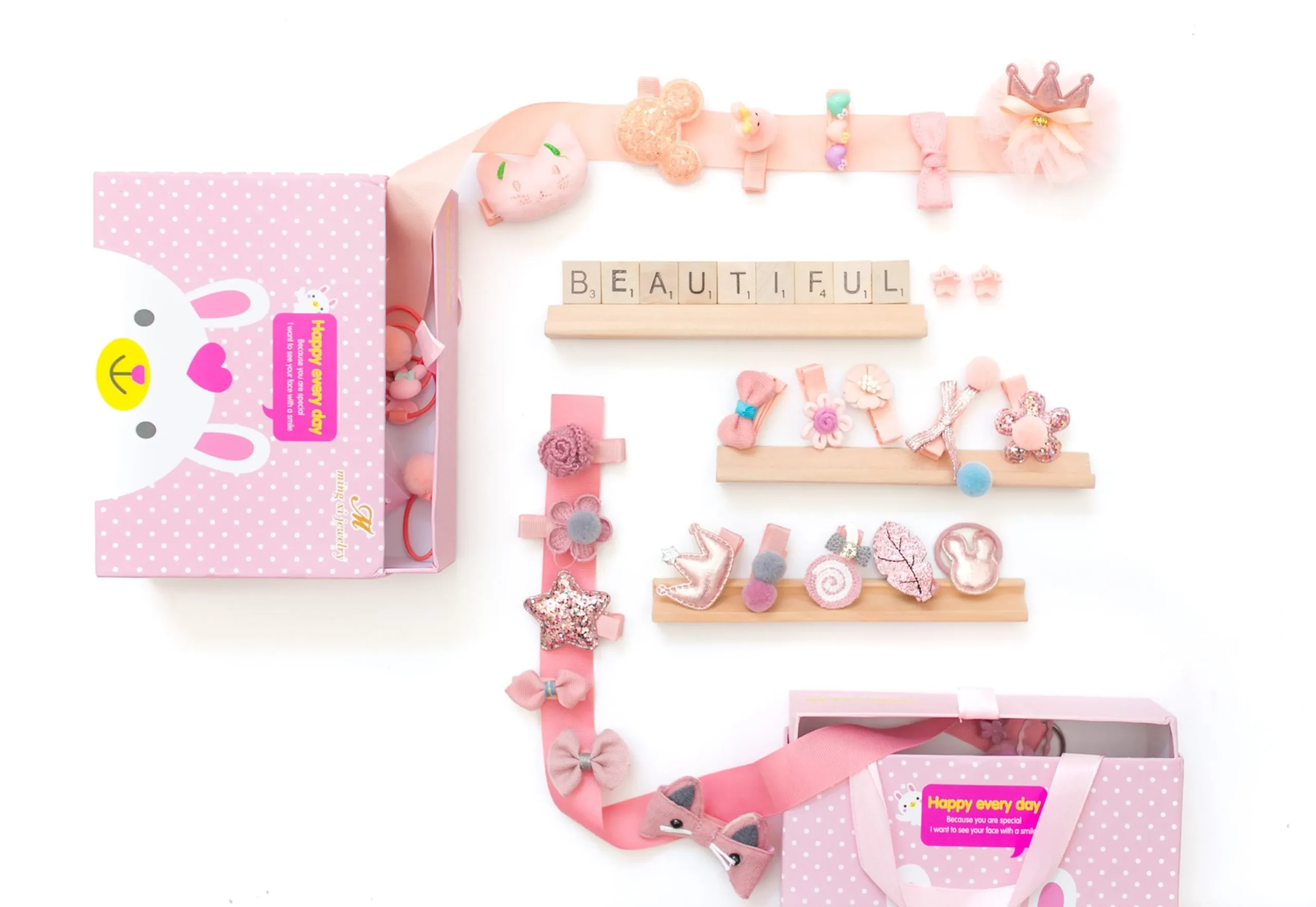 Light Pink Kids Hair Accessories Gift Box (18 pieces/ Gift Set) - Image 4