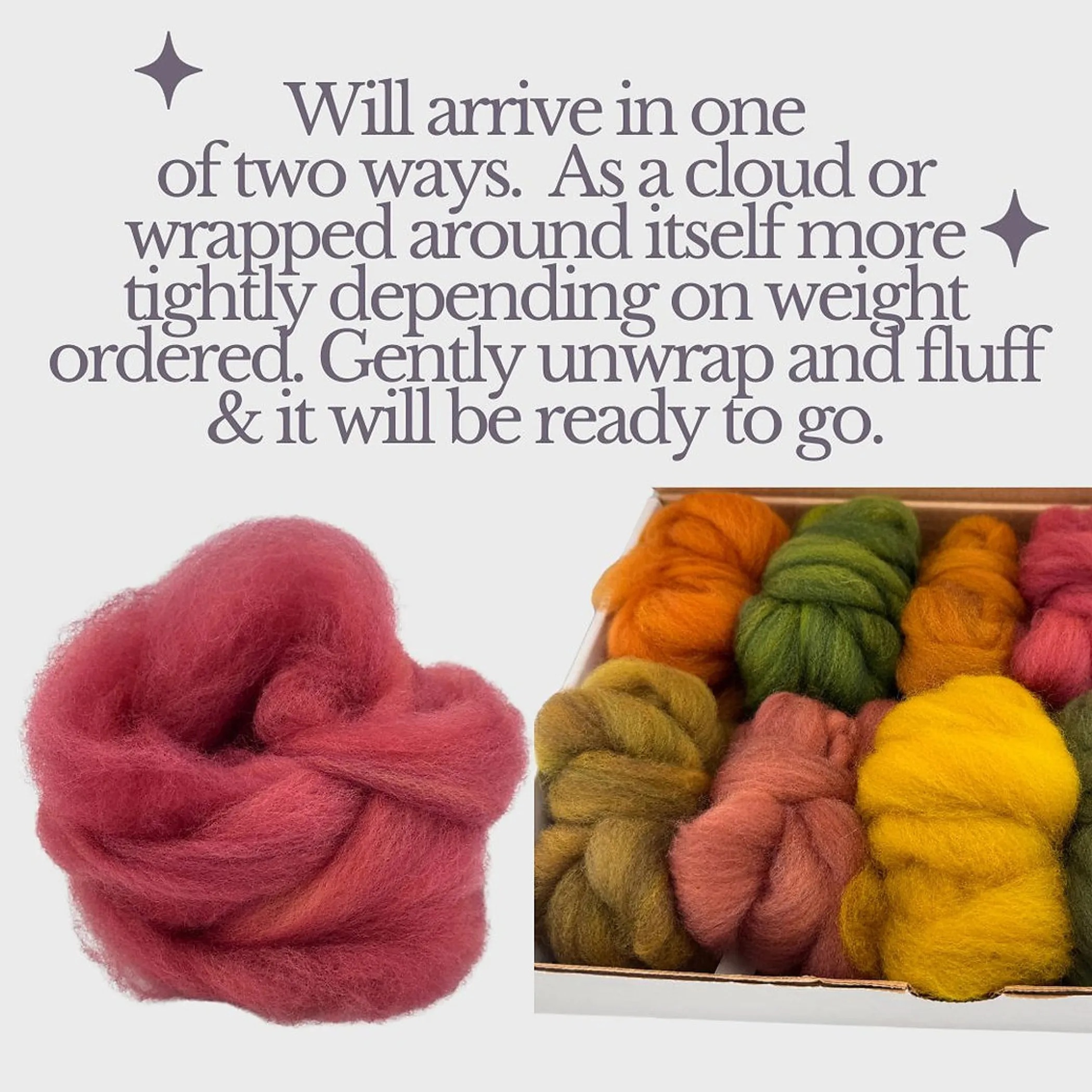 Morning fog - Hand Dyed Purple Fiber Roving - 0.17 oz / 5 g - Falkland Wool - Image 2