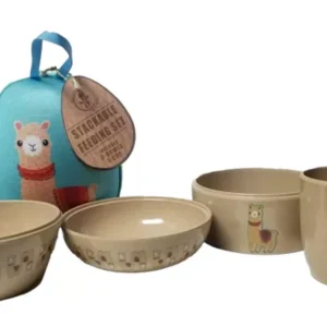 Refresh-A-Baby Stackable Eco-Friendly 4 Piece Nature Bowl Cup Set (Llama)