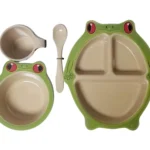 Kids Frog Dinnerware Set Eco-Friendly 4 Piece Dining Set