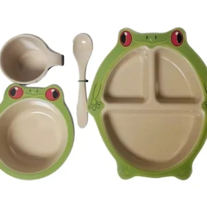Kids Frog Dinnerware Set Eco-Friendly 4 Piece Dining Set
