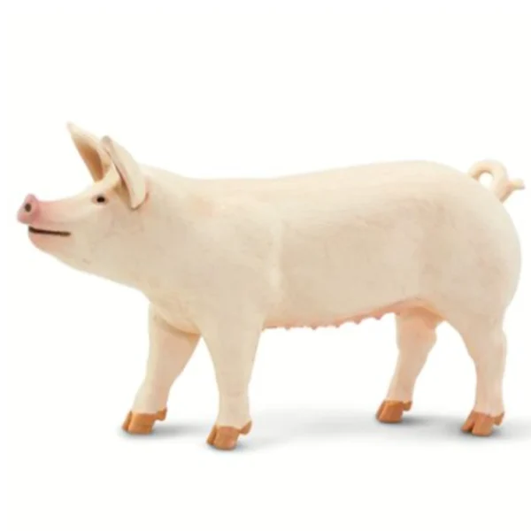 Large White Pig Figurine