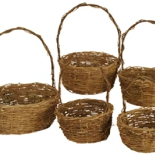 Set Of 5 Unpeeled Willow Baskets