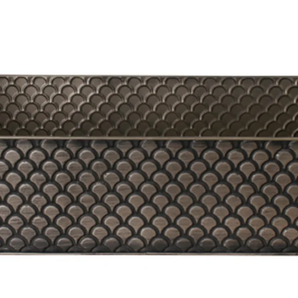 22" Black Metal Container w/Scale Pattern