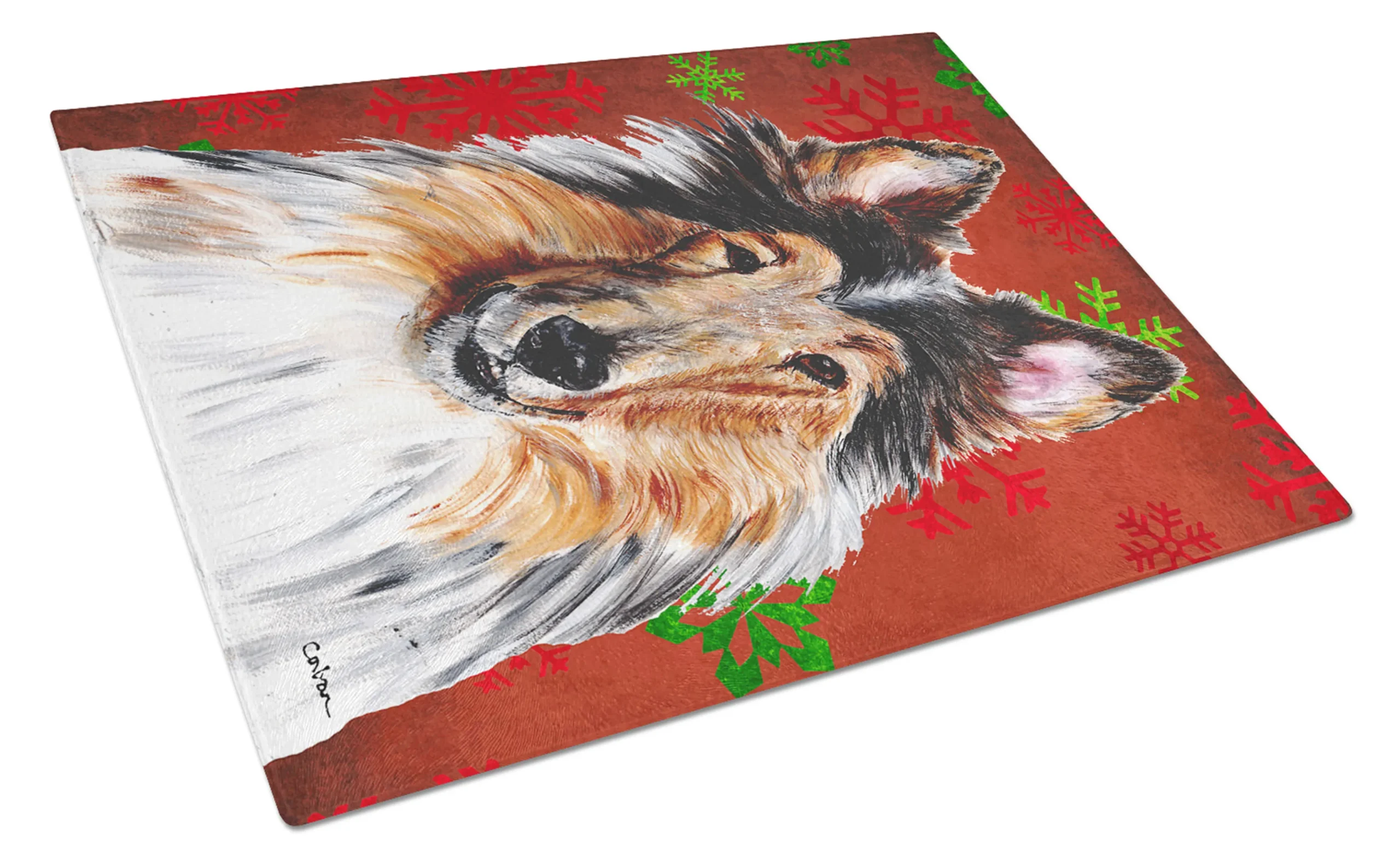 615872839650.0.td_size_1 Christmas Design Dog Print Glass Cutting Board Large - Image 1