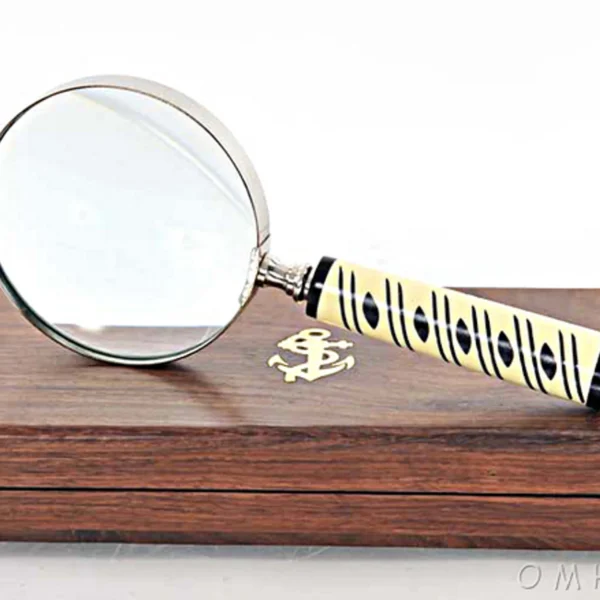 Nautical-Styled Magnifier in Wooden Box- 4 Inches