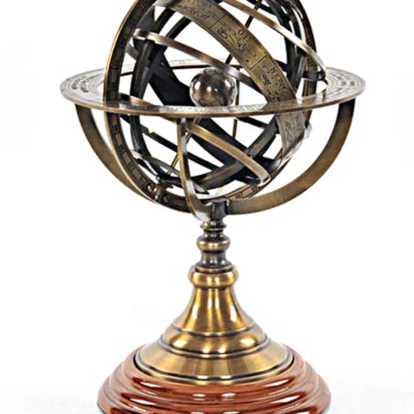 European Demonstrational Armillary Sphere on Wooden Base