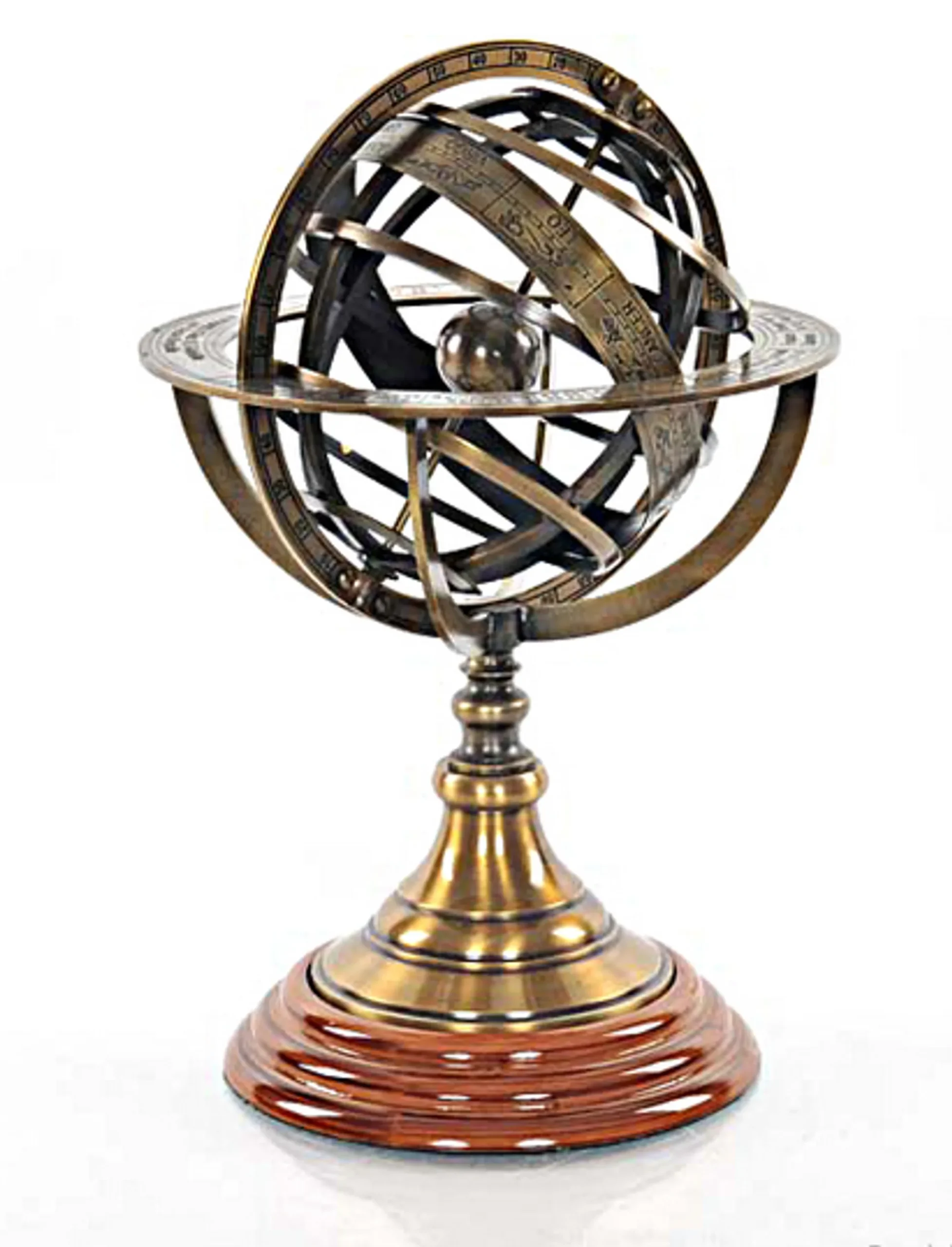 616983880425.0.td_size_1 European Demonstrational Armillary Sphere on Wooden Base - Image 1