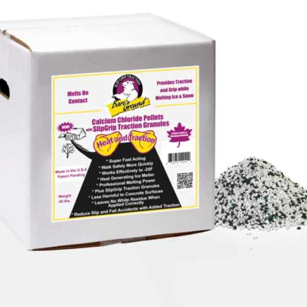 40lb Box of Bare Ground Calcium Chloride Pellets w/ Infused Traction Granules