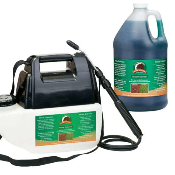 Just Scentsational Green Up Grass Colorant with a Battery Powered Gallon Sprayer