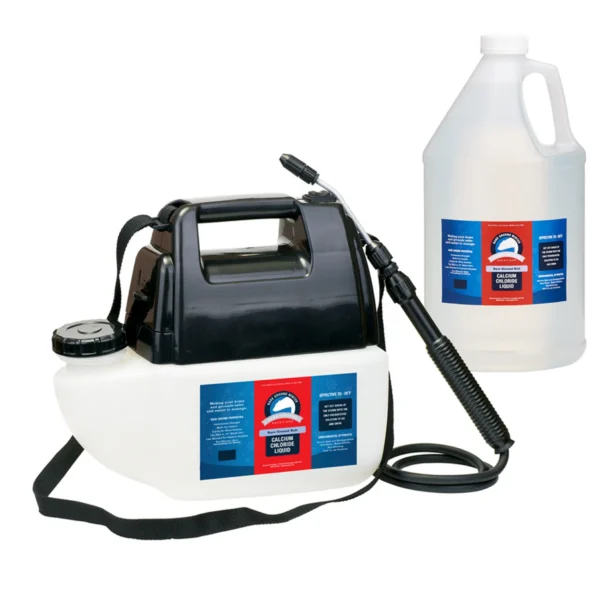 Battery powered sprayer w/ 1 gallon Bare Ground Bolt Calcium Chloride Liquid Deicer