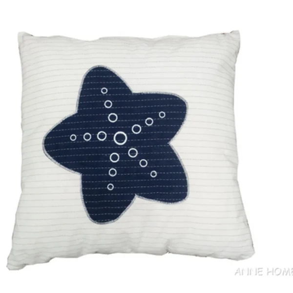 Anne Home - White Pillow with a Blue Star