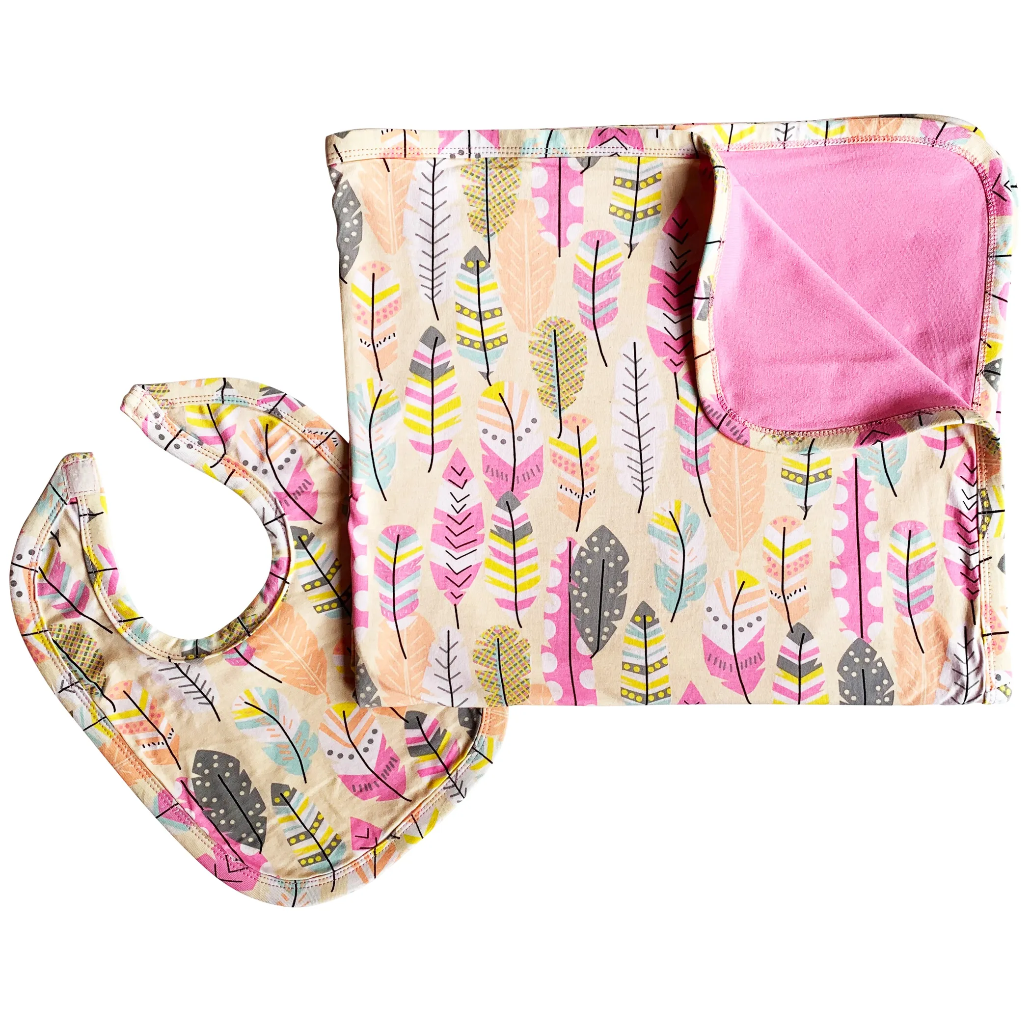 743-633632257605.0.td_size_1-1 AnnLoren Baby Toddler Girls Blanket & Bib Gift Set 2 piece Knit Cotton - Image 1