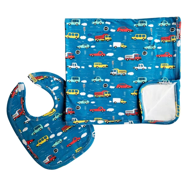 AnnLoren Baby Toddler Boy Blanket & Bib Gift Set 2 piece Knit Cotton