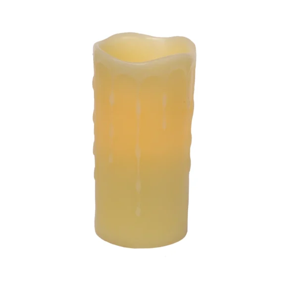 LED Wax Dripping Pillar Candle (Set of 4) 3"Dx6"H Wax/Plastic - 2 C Batteries Not Included