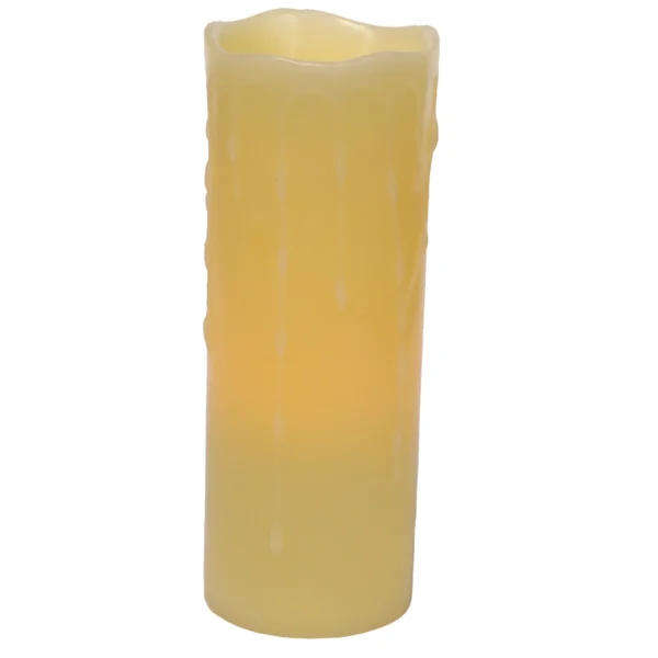 LED Wax Dripping Pillar Candle (Set of 3) 3"Dx8"H Wax/Plastic - 2 C Batteries Not Included