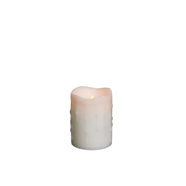 LED Wax Dripping Pillar Candle (Set of 4) 3"Dx4"H Wax/Plastic - 2 C Batteries Not Included