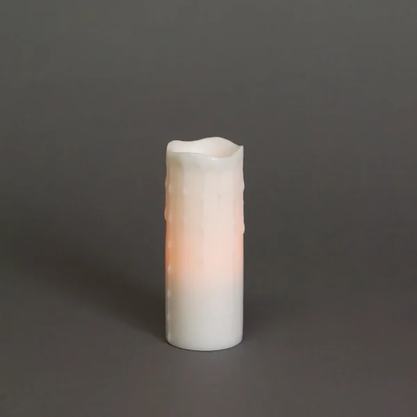 LED Wax Dripping Pillar Candle (Set of 3) 3"Dx8"H Wax/Plastic - 2 C Batteries Not Included