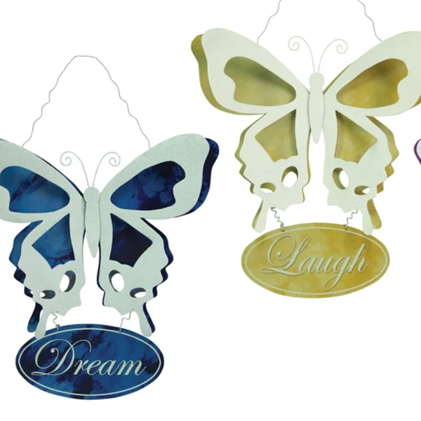 Love/Laugh/Hope/Dream Butterfly Plaque (Set of 4) 24"L Tin