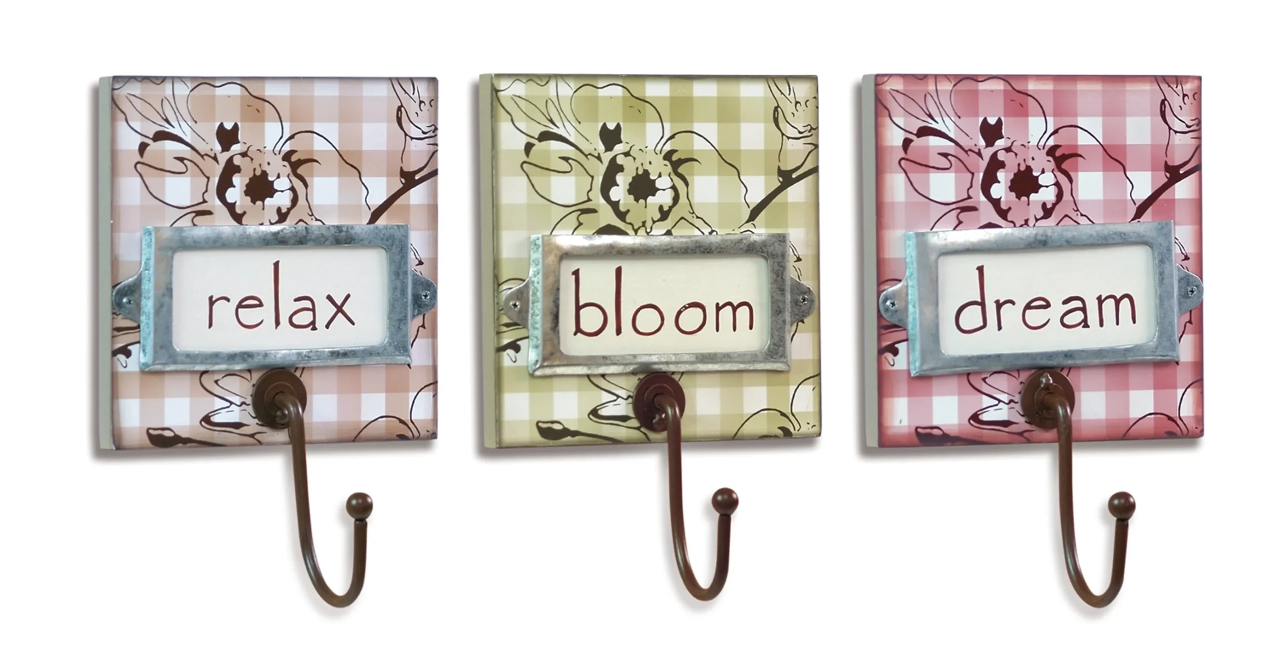 746427468824.0.td_size_1 Dream/Relax/Bloom Wall Hook (Set of 12) 8.5"L MDF - Image 1