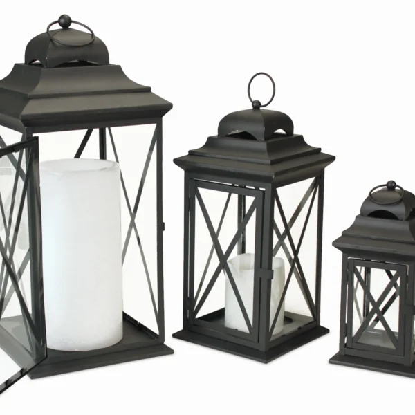 Lantern (Set of 3) 11.75"H-22"H Iron/Glass