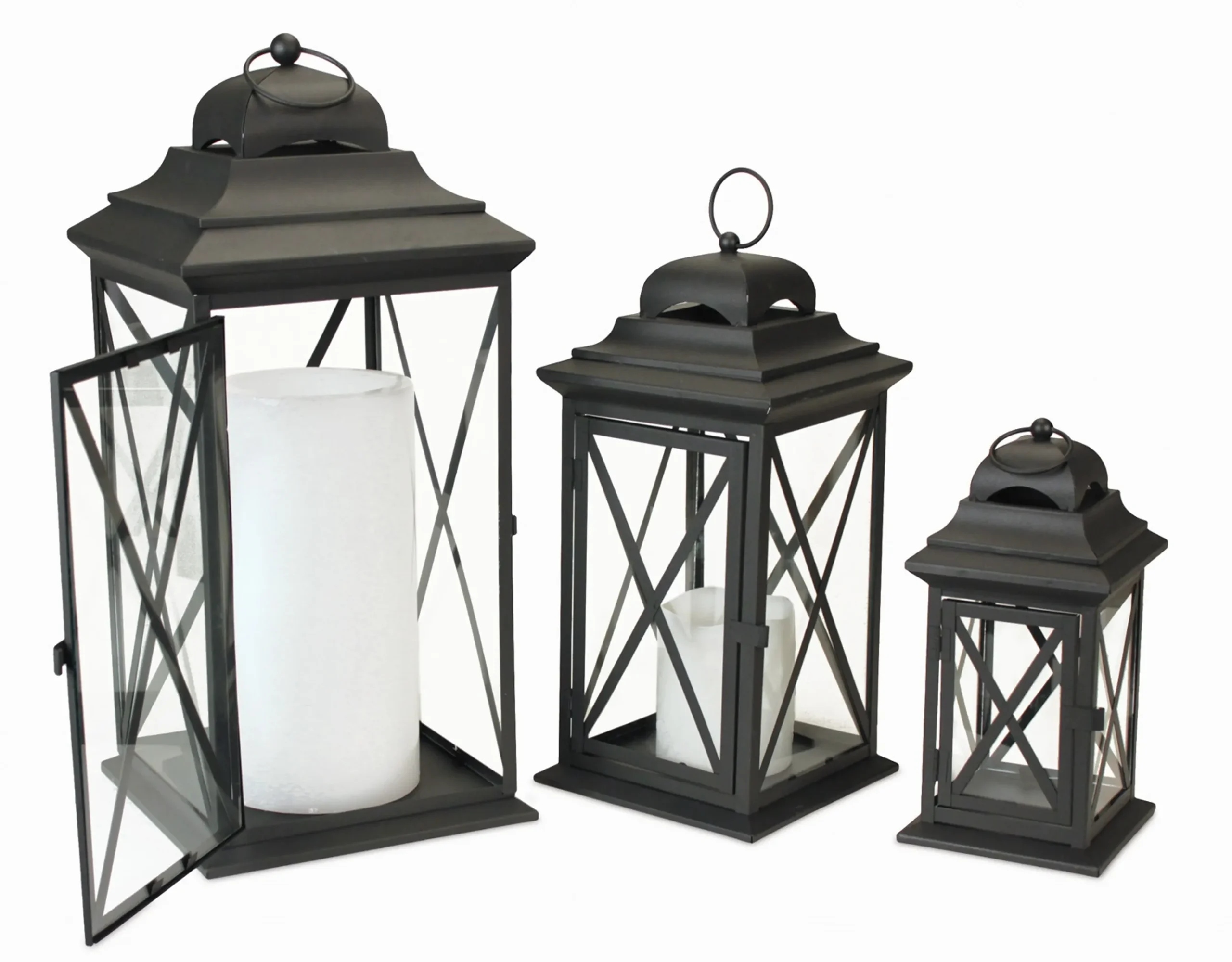 746427502207.0.td_size_1 Lantern (Set of 3) 11.75"H-22"H Iron/Glass - Image 1