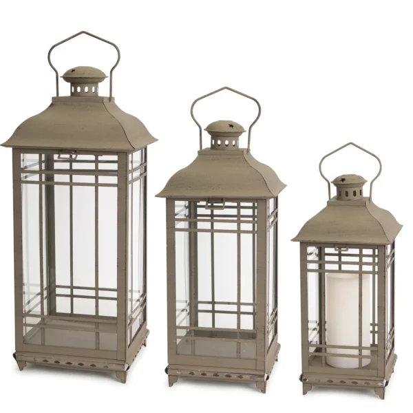 Lantern (Set of 3) 14"H, 17"H, 20"H Metal/Glass