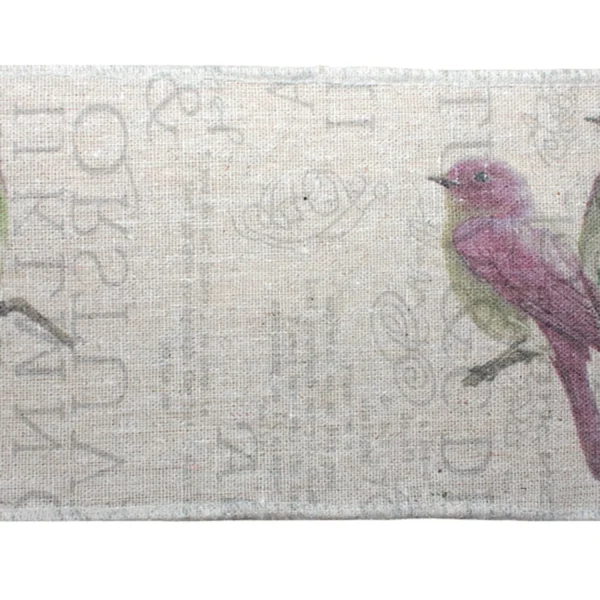 Bird Fabric Ribbon 3" x 3.3 Yds. (4 Rolls)Wired Polyester
