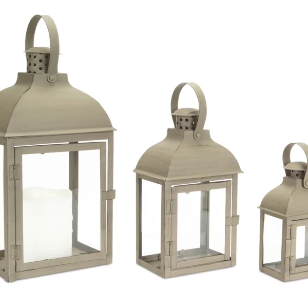 Lantern (Set of 3) 7.5"-14"H Iron/Glass
