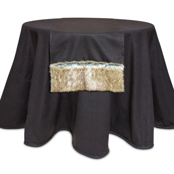 Table Runner with Faux Fur Detail (Set of 4 ) 70"L Polyester