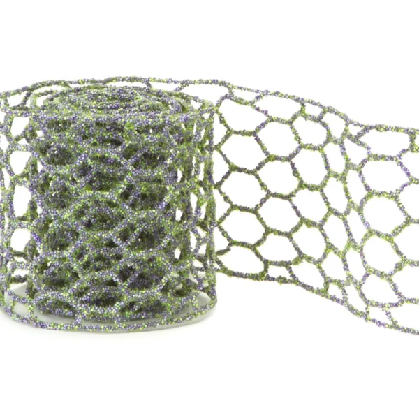 Micro-Beaded Netted Ribbon  (12 Rolls) 4" X 2 Yds Wire/Foam