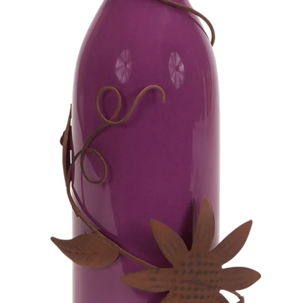 Vase with Floral Accent (Set of 4) 9.75"H Ceramic/Metal