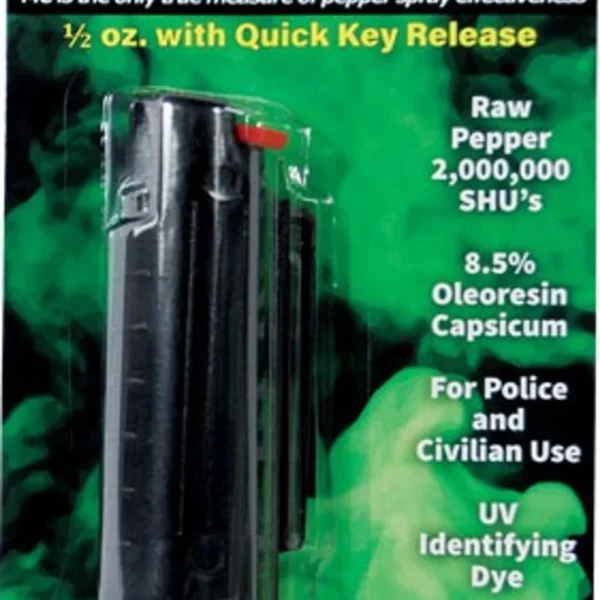 Pepper Shot 1.2% Mc 1/2 Oz Pepper Spray Hard Case Belt Clip And Quick Release Keychain