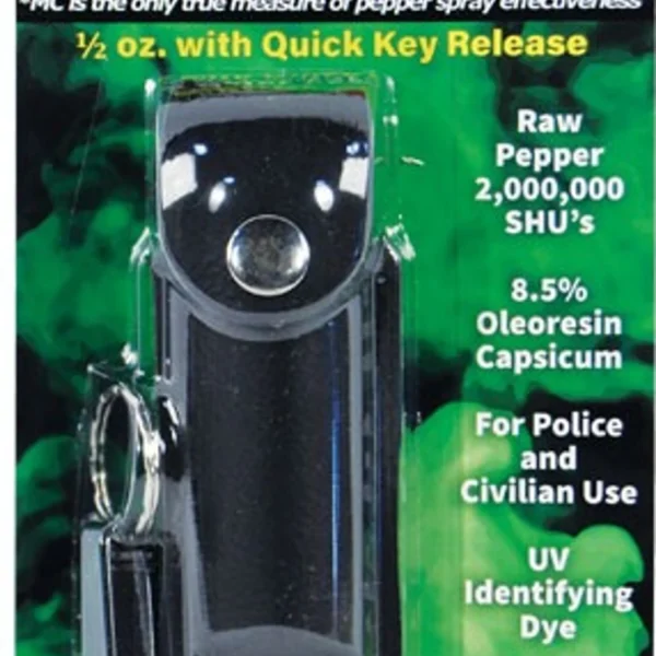 Pepper Shot 1.2% Mc 1/2 Oz Pepper Spray Leatherette Holster And Quick Release Keychain
