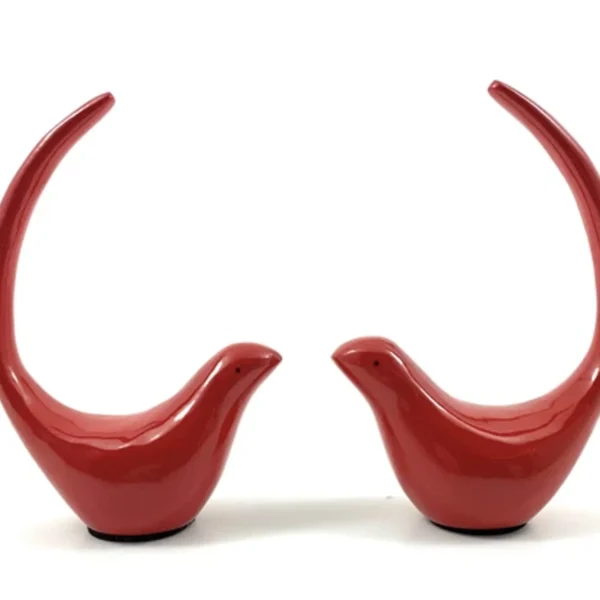 Vibhsa Red Bird Figurines of Health and Happiness Set of 2 (4"H)