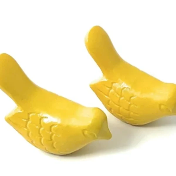 Vibhsa Bird Figurine of Health and Happiness- Yellow (Set of 2, 3.5"L)