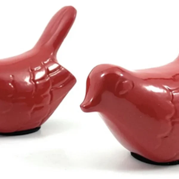 Vibhsa Bird Figurine of Health and Happiness Red (Set of 2, 3.5"L)