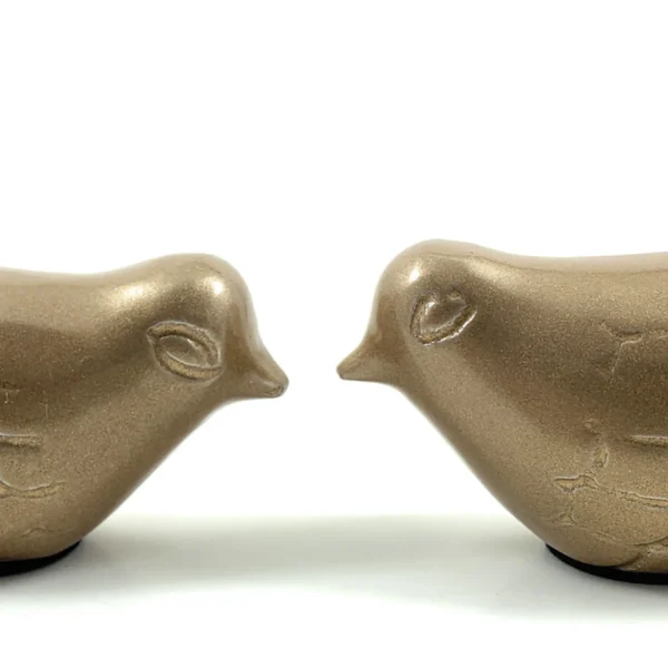 Vibhsa Bird Figurine of Health and Happiness Gold (Set of 2, 3.5"L)
