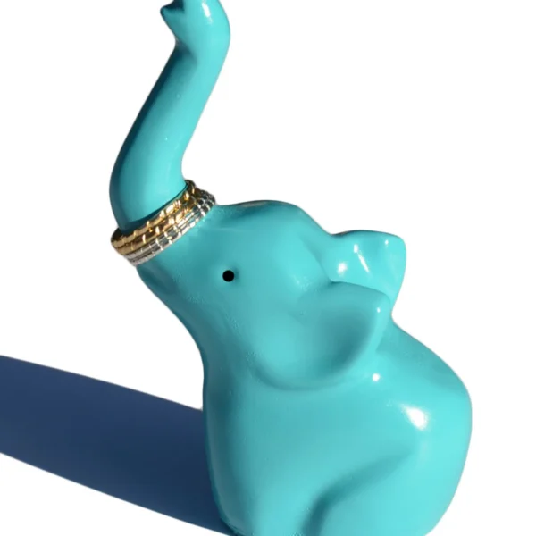 Vibhsa Elephant Ring Holder (Turquoise, Aluminum)