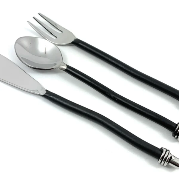 Vibhsa Breakfast Flatware Set of 12 Pieces (Black, Twisted)