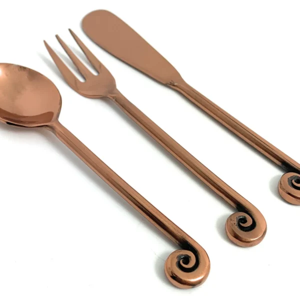 Vibhsa Breakfast Flatware Set of 18 Pieces (Treble Note, Copper)