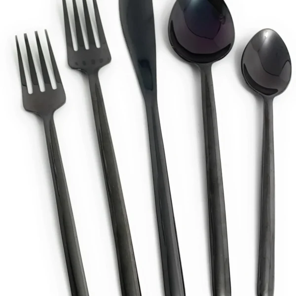 Vibhsa Flatware Set of 5 Pieces (Stainless Steel, Black Glossy)