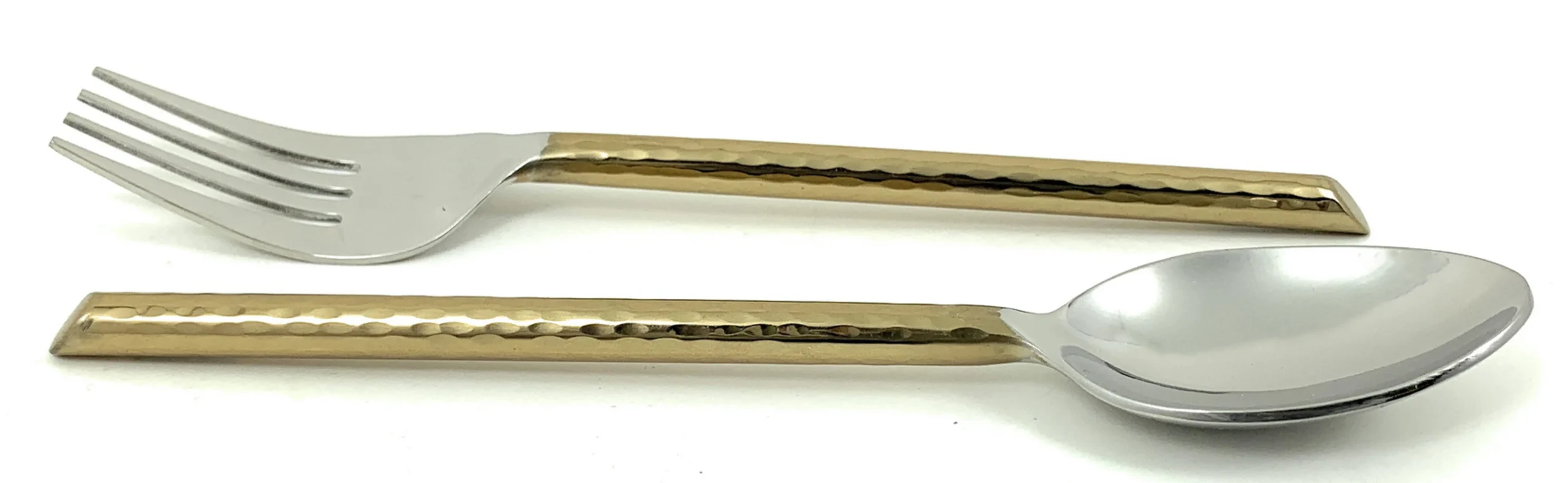 810043921251.0.td_size_1 Vibhsa Golden Dinner Forks and Dinner Spoons Set of 12 Pieces (Cut Hammered, Stainless Steel) - Image 1