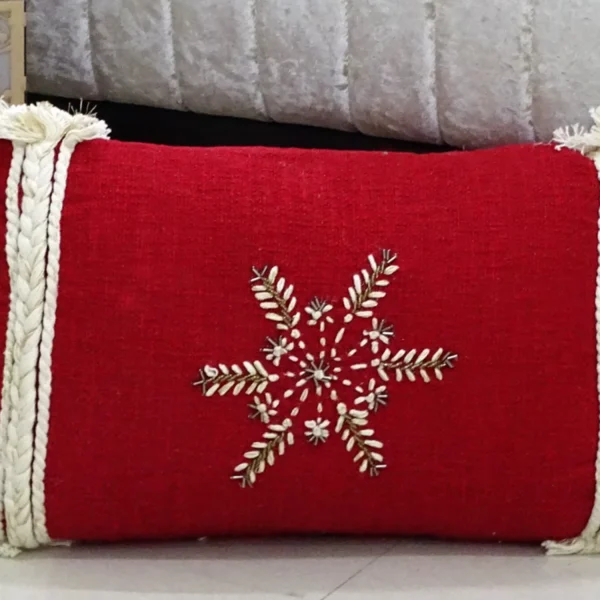 Chicos Home 14" x 20" Red Christmas Throw Pillow for sofa-Snowflake