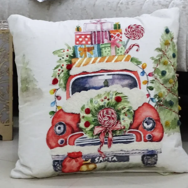 Chicos Home 20" x 20" Christmas Embroidered Throw Pillow-Car